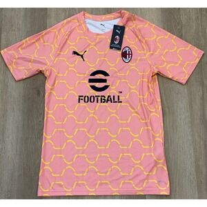 NWT Men's Puma 2025/26 AC Milan Warm Up Jersey - Small - Pink/Yellow